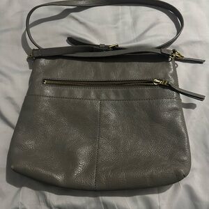 FOSSIL Gray Leather Crossbody Bag